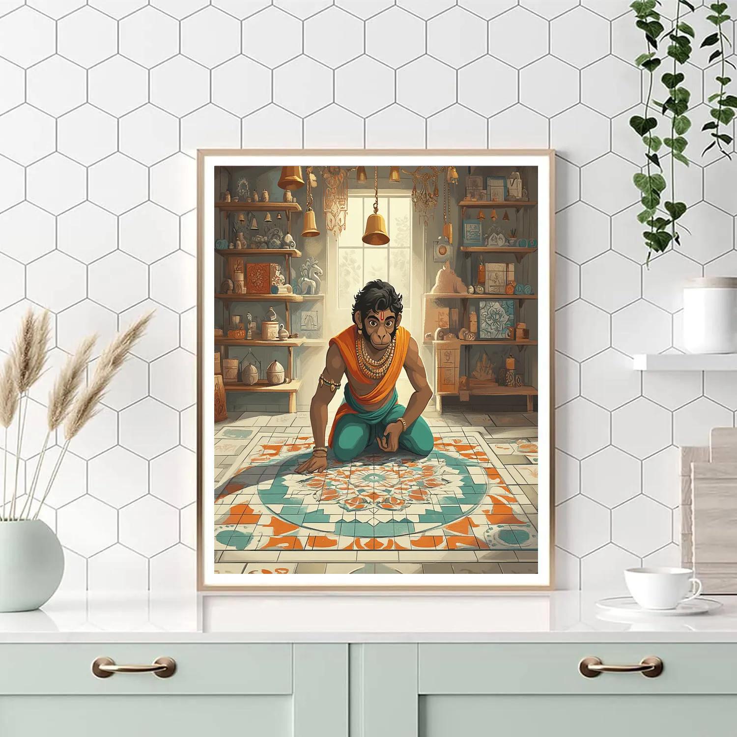 Hanuman Puzzle Mandala Artisan Paint by numbers art