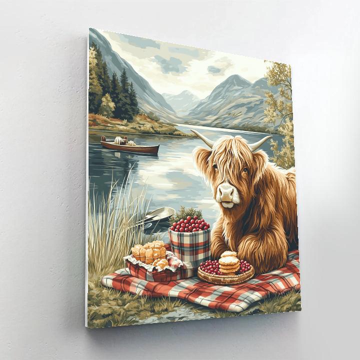 Lochside Picnic Highland Cow Companion Painting by numbers kit