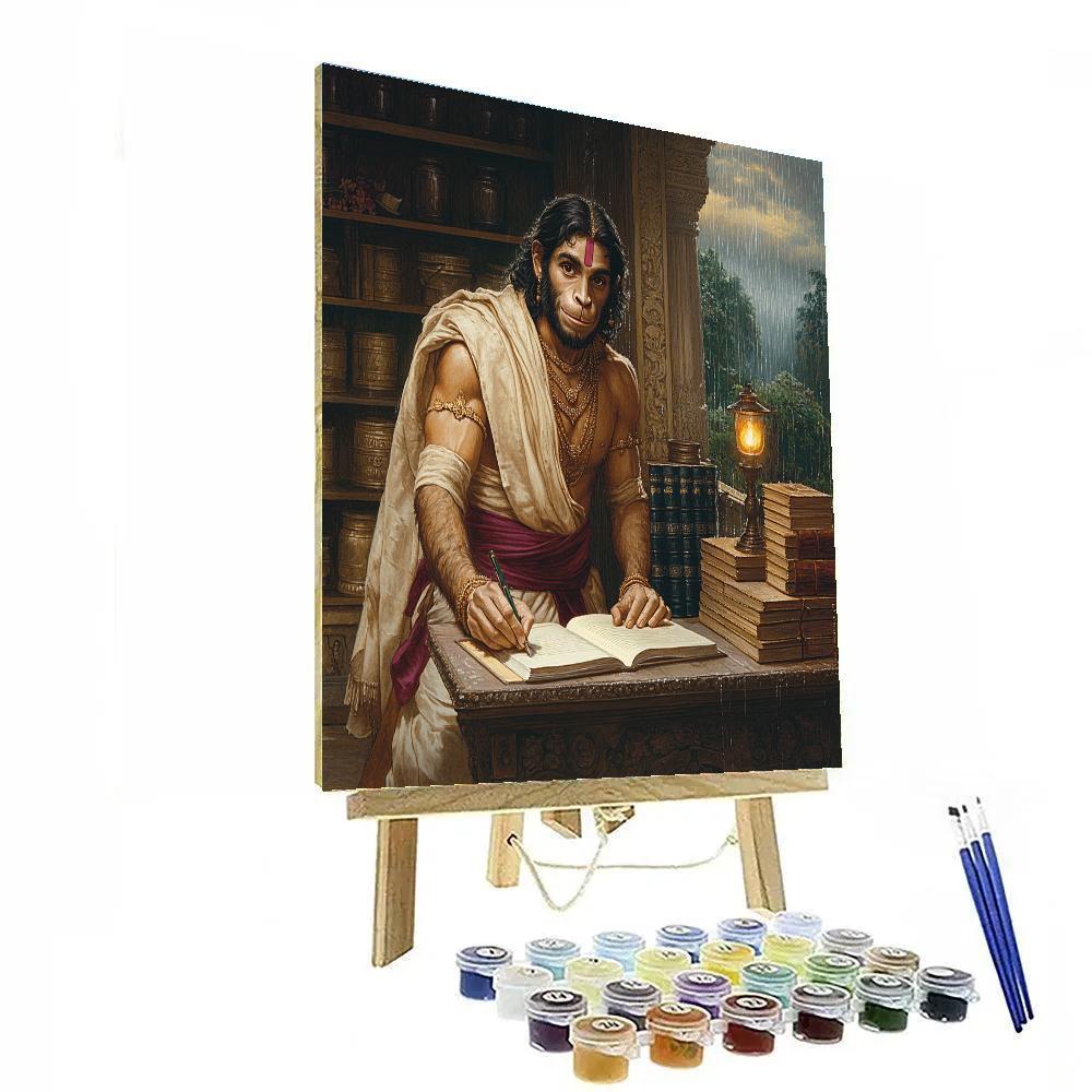 Hanuman Candlelit Study Nook Paint by numbers art