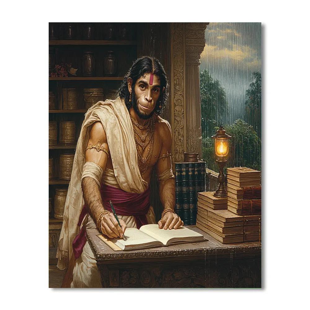 Hanuman Candlelit Study Nook Paint by numbers art