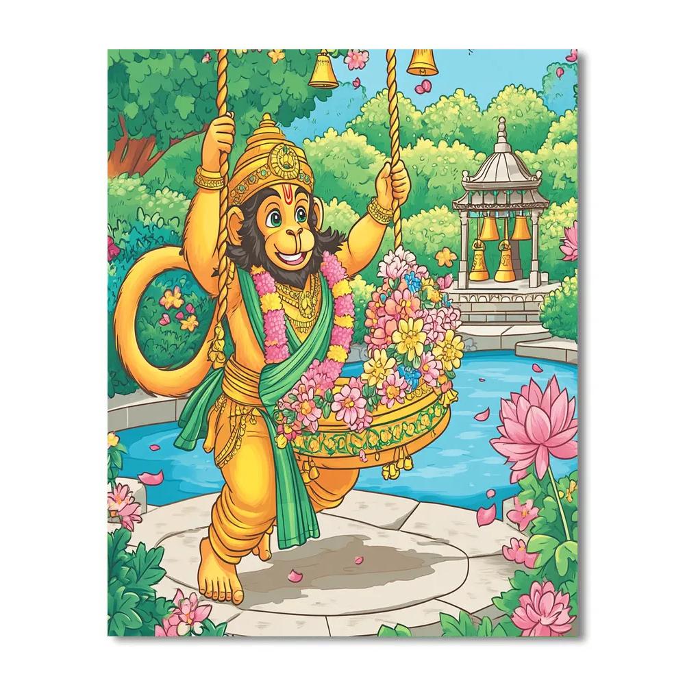 Hanuman Garden Swing Blessing paint by number