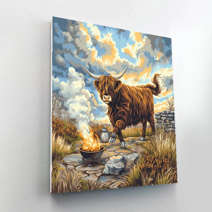 Highland Cow Storm Kettle Dance Paint by numbers art