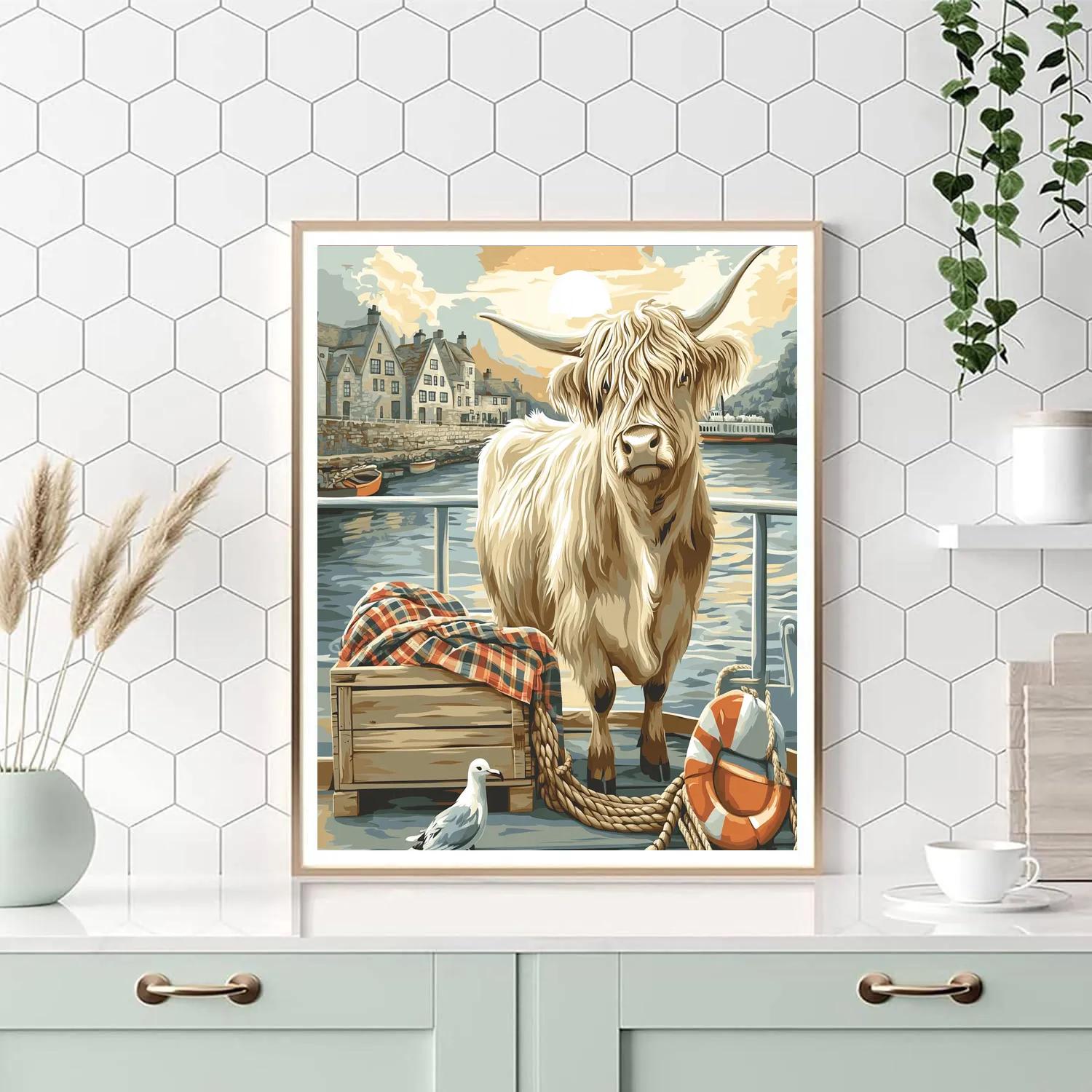 Dawn Ferry Highland Cow painting number kit