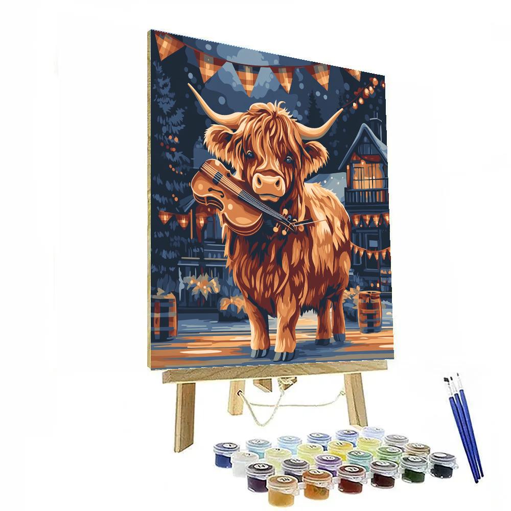Ceilidh Fiddle Highland Cow Numbered painting kits