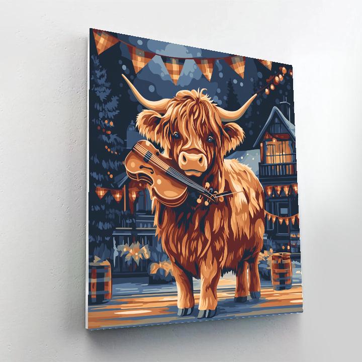 Ceilidh Fiddle Highland Cow Numbered painting kits