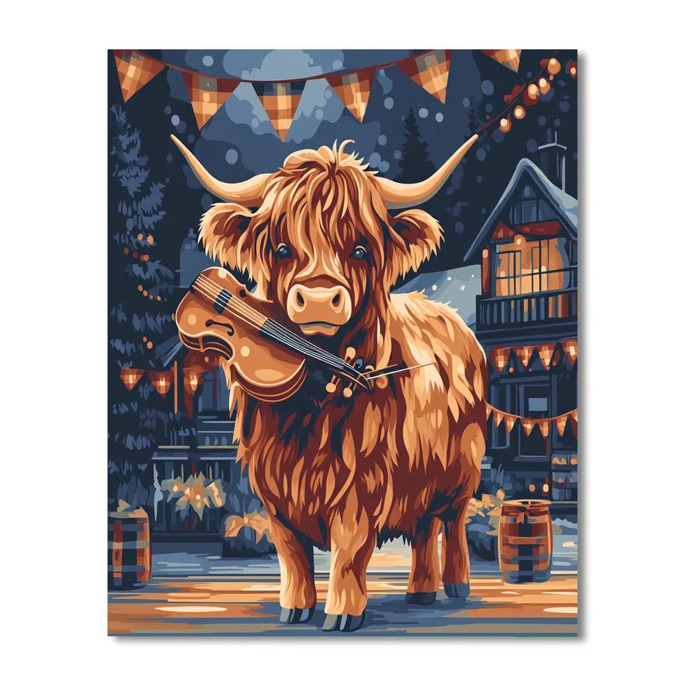 Ceilidh Fiddle Highland Cow Numbered painting kits
