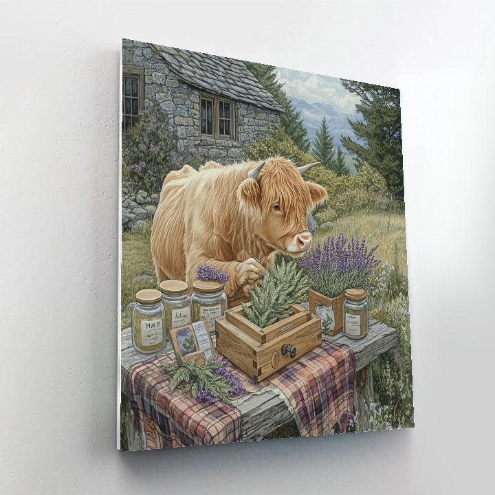 Highland Cow Herbarium Press painting number kit