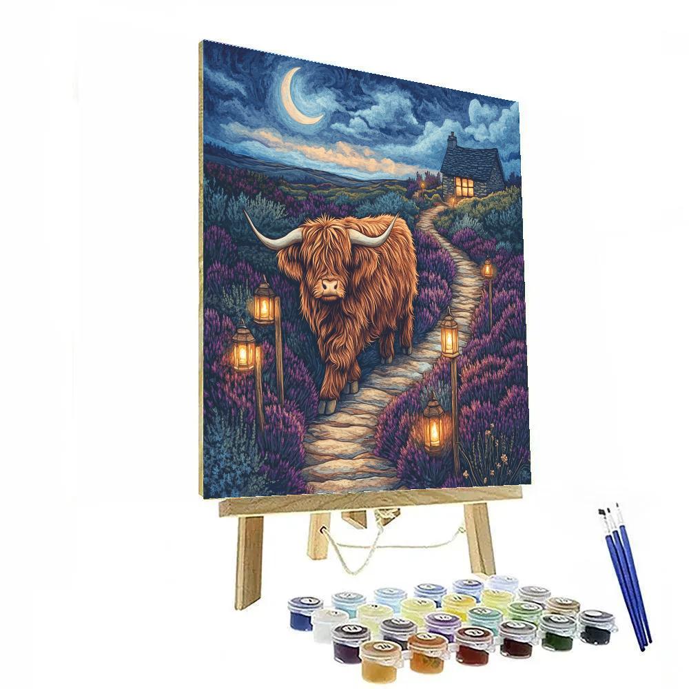 Lantern Path Highland Cow Numbered painting kits