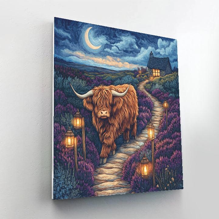 Lantern Path Highland Cow Numbered painting kits