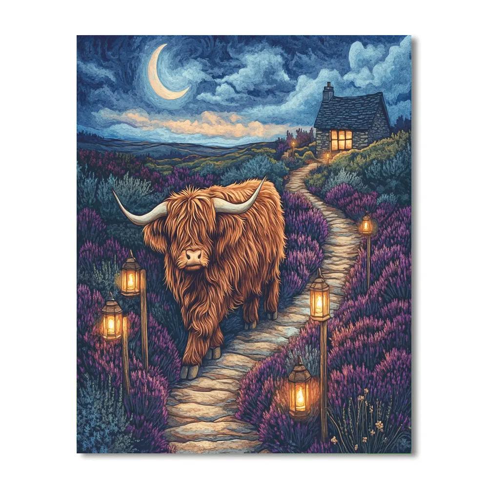 Lantern Path Highland Cow Numbered painting kits