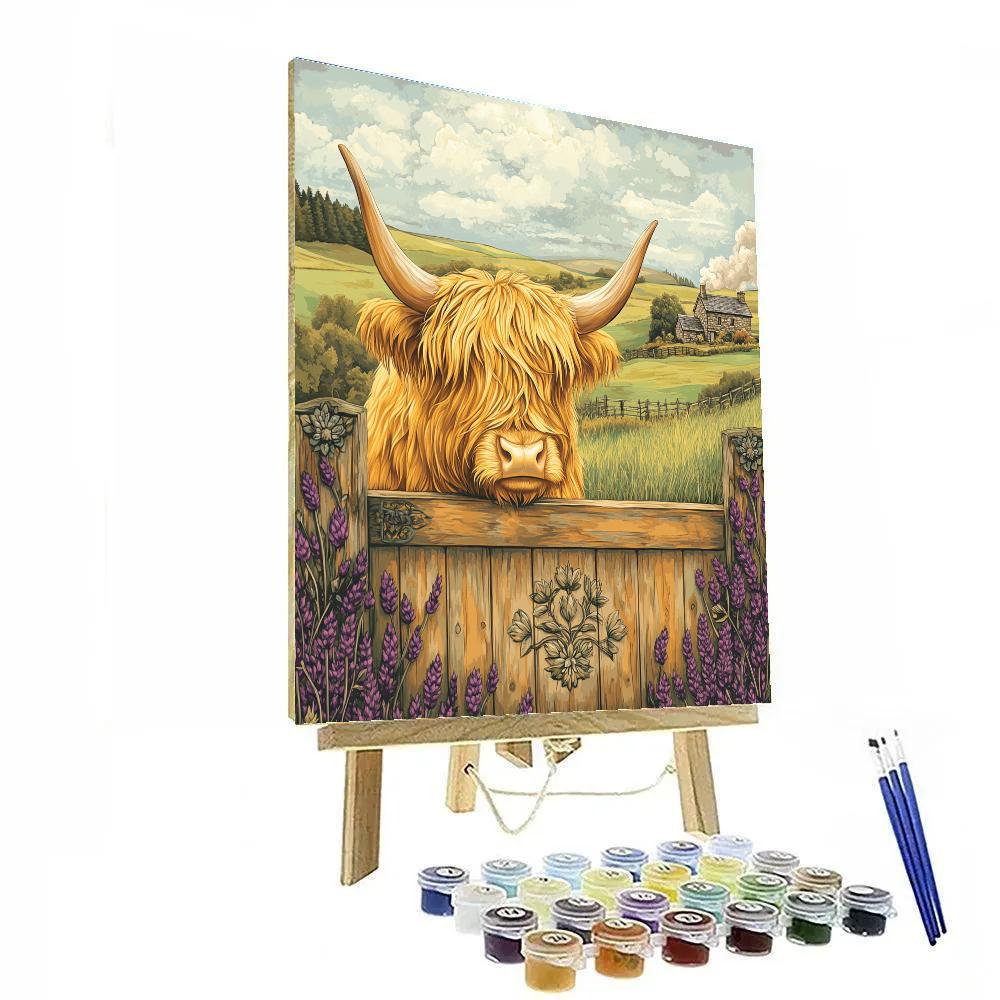 Highland Cow Meadowgate Postcard Numbered painting kits