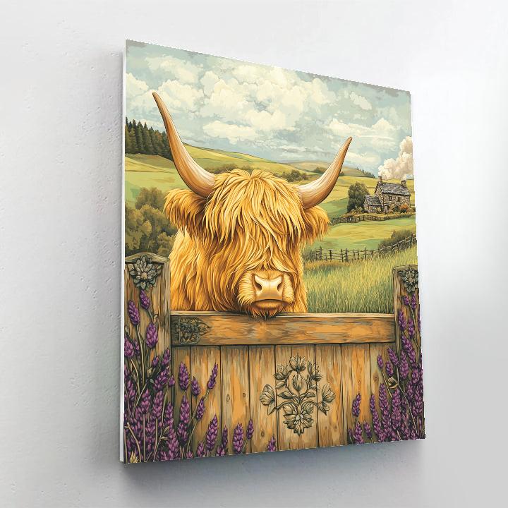 Highland Cow Meadowgate Postcard Numbered painting kits