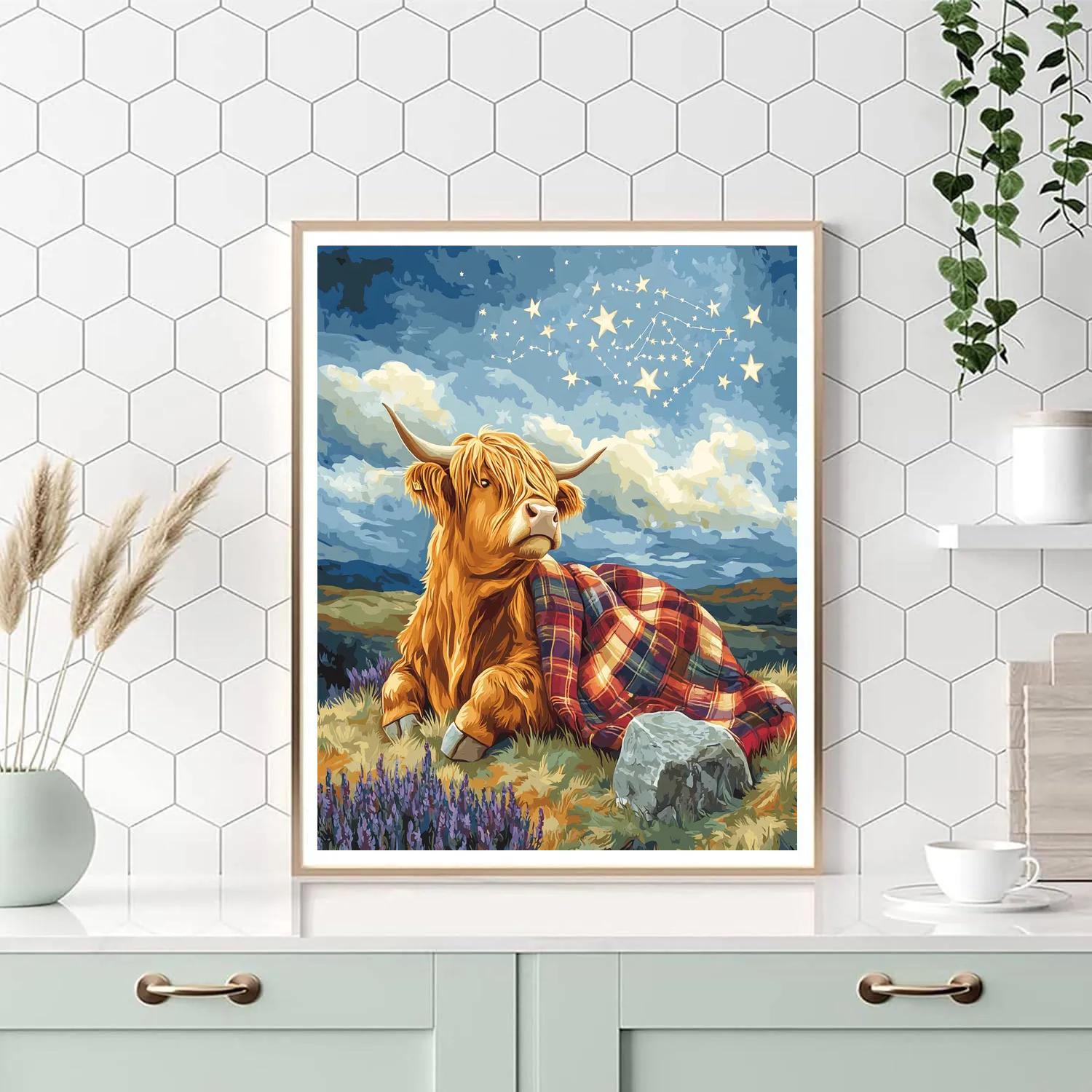 Stargazer Blanket Highland Cow Paint by numbers kits