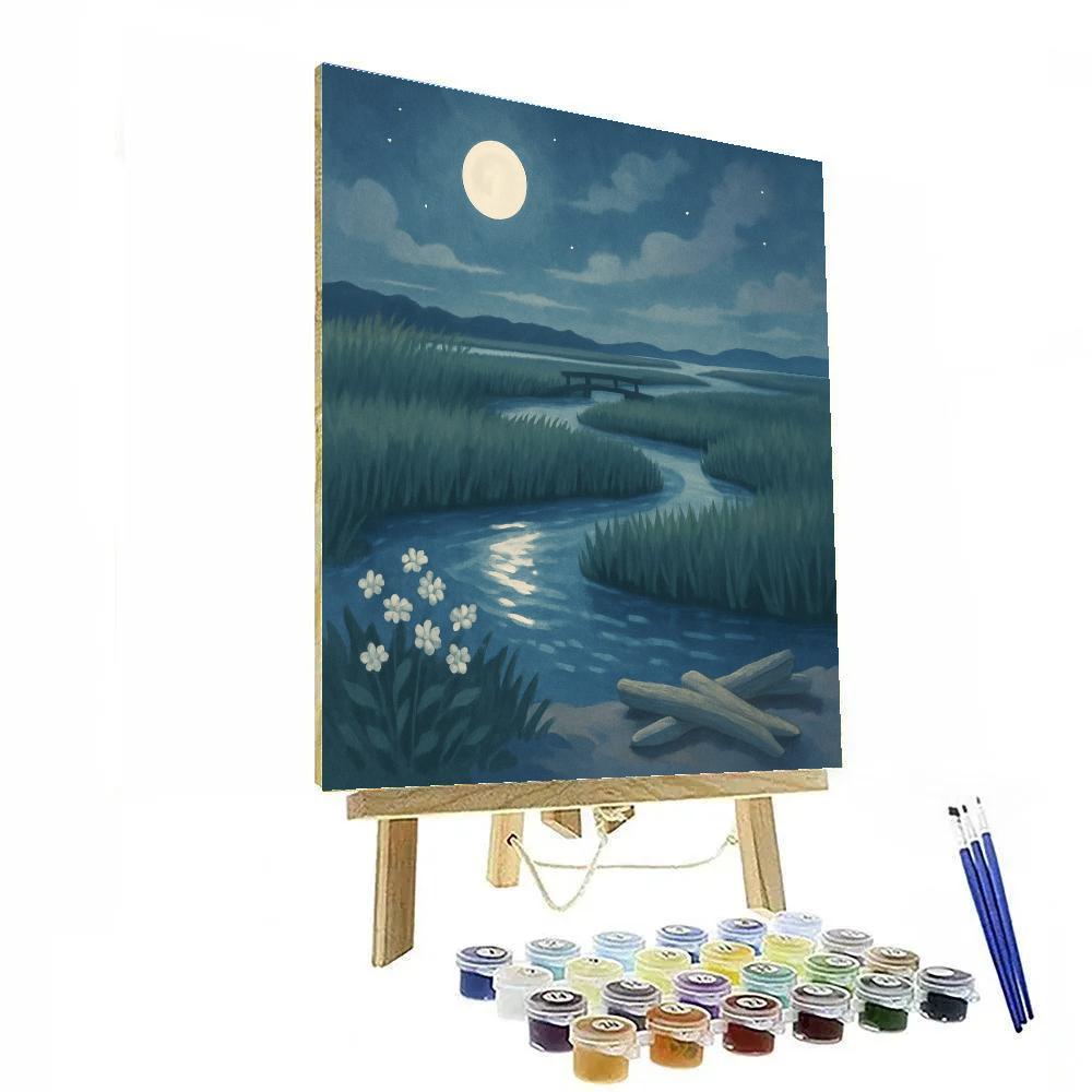 Moonlit Salt Marsh Serenity Numbered painting kits