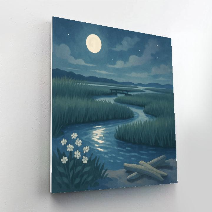Moonlit Salt Marsh Serenity Numbered painting kits