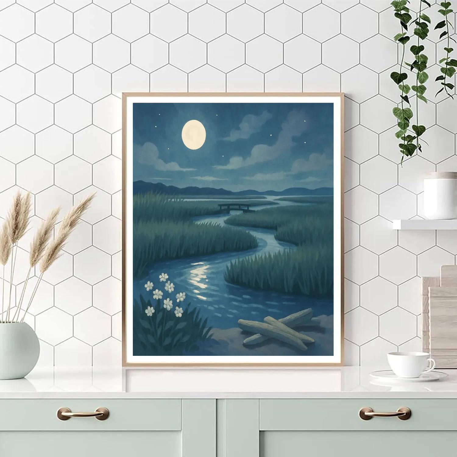 Moonlit Salt Marsh Serenity Numbered painting kits