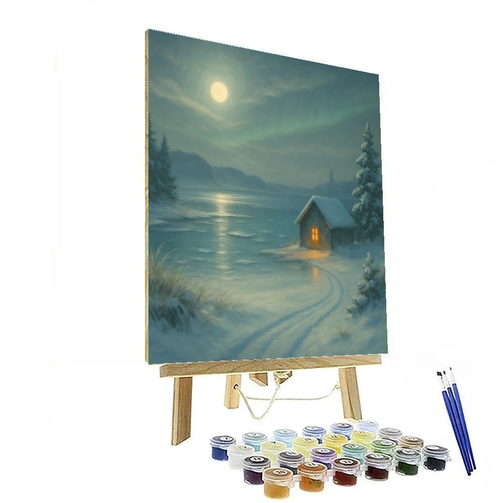 Moonlit Sleigh Track Over The Frozen Sound Number painting