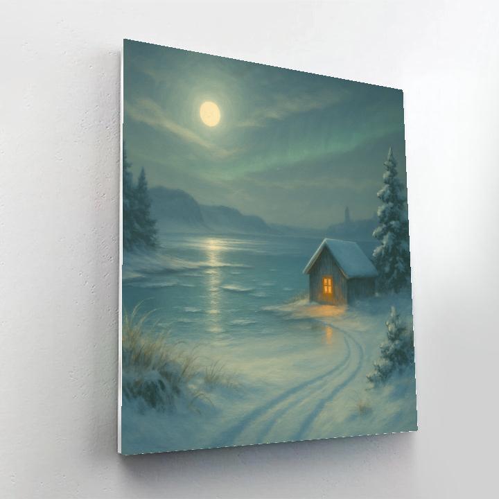Moonlit Sleigh Track Over The Frozen Sound Number painting