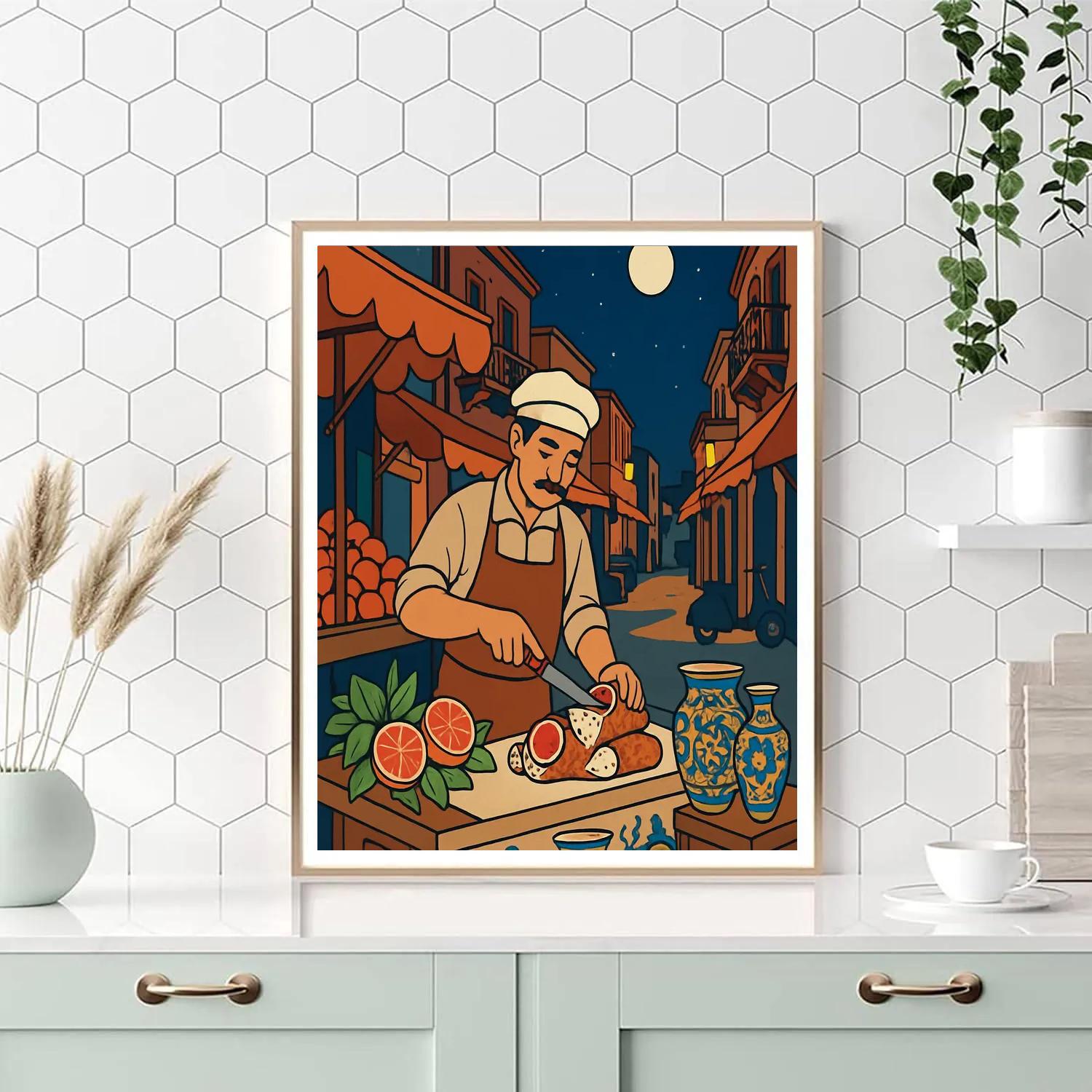 Night Market Mosaic In Italy painting number kit