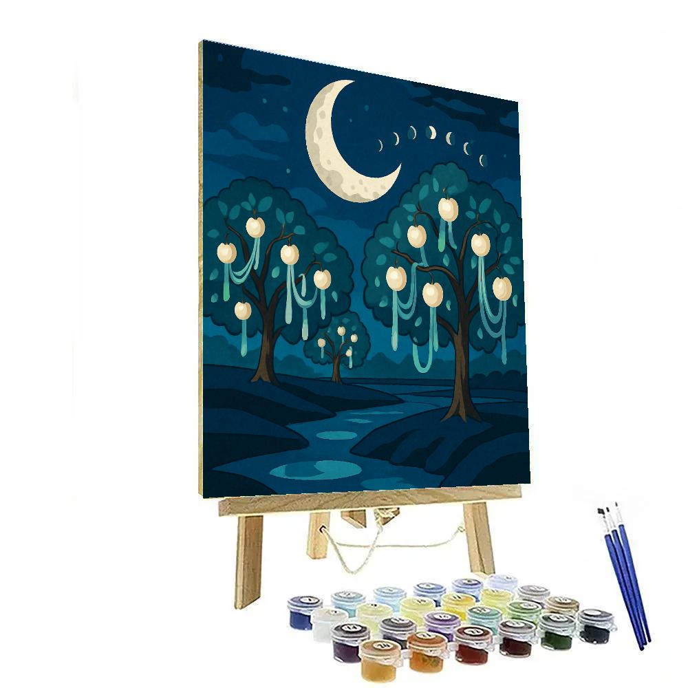 Tidal Orchard Under A Moon Number painting