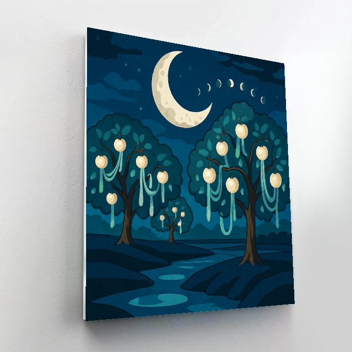 Tidal Orchard Under A Moon Number painting