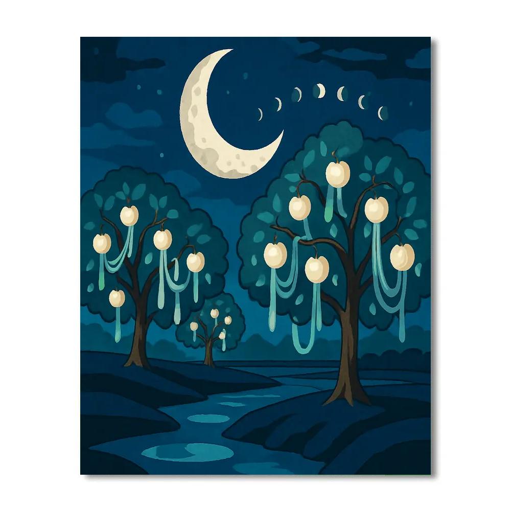 Tidal Orchard Under A Moon Number painting