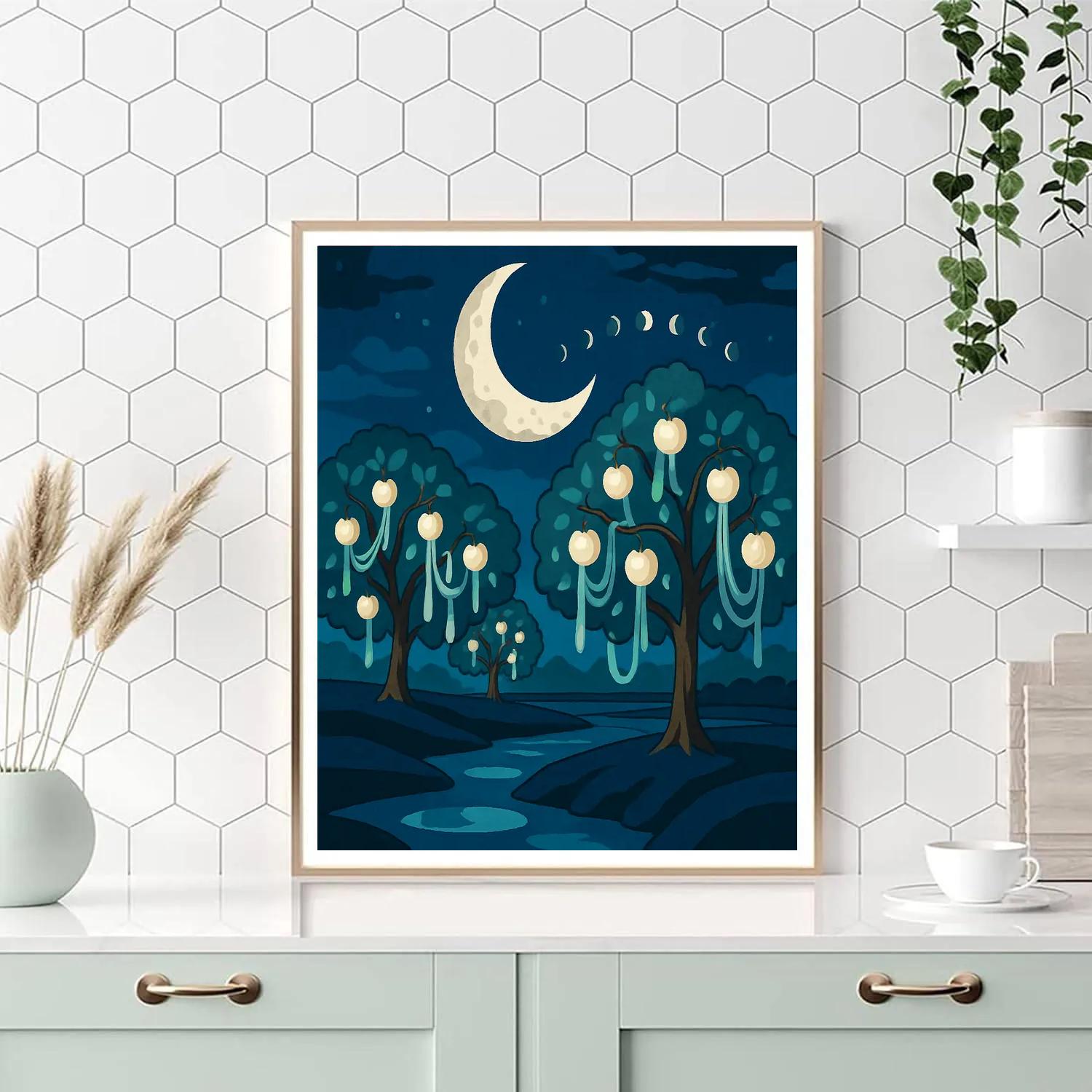 Tidal Orchard Under A Moon Number painting