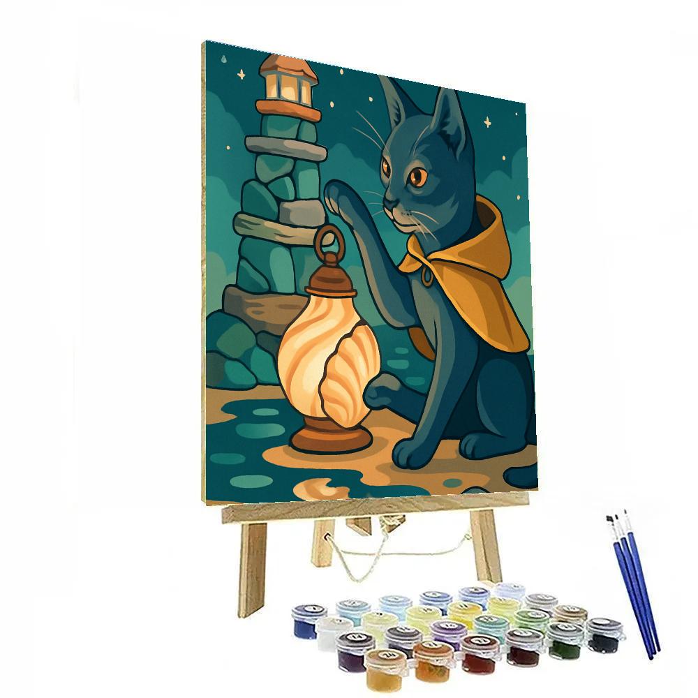 Cat Lighthouse Keeper In The Tideglass Cove Paint by numbers art