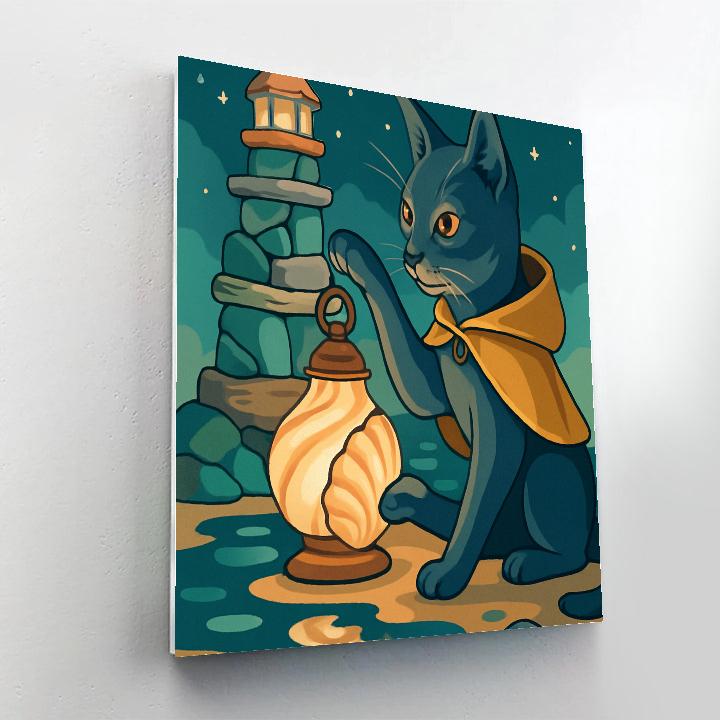 Cat Lighthouse Keeper In The Tideglass Cove Paint by numbers art