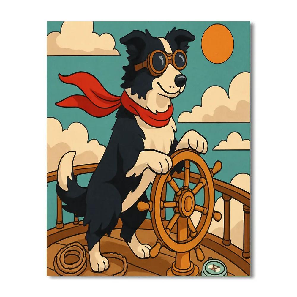 Clockwork Airship Dog Navigator paint by numbers