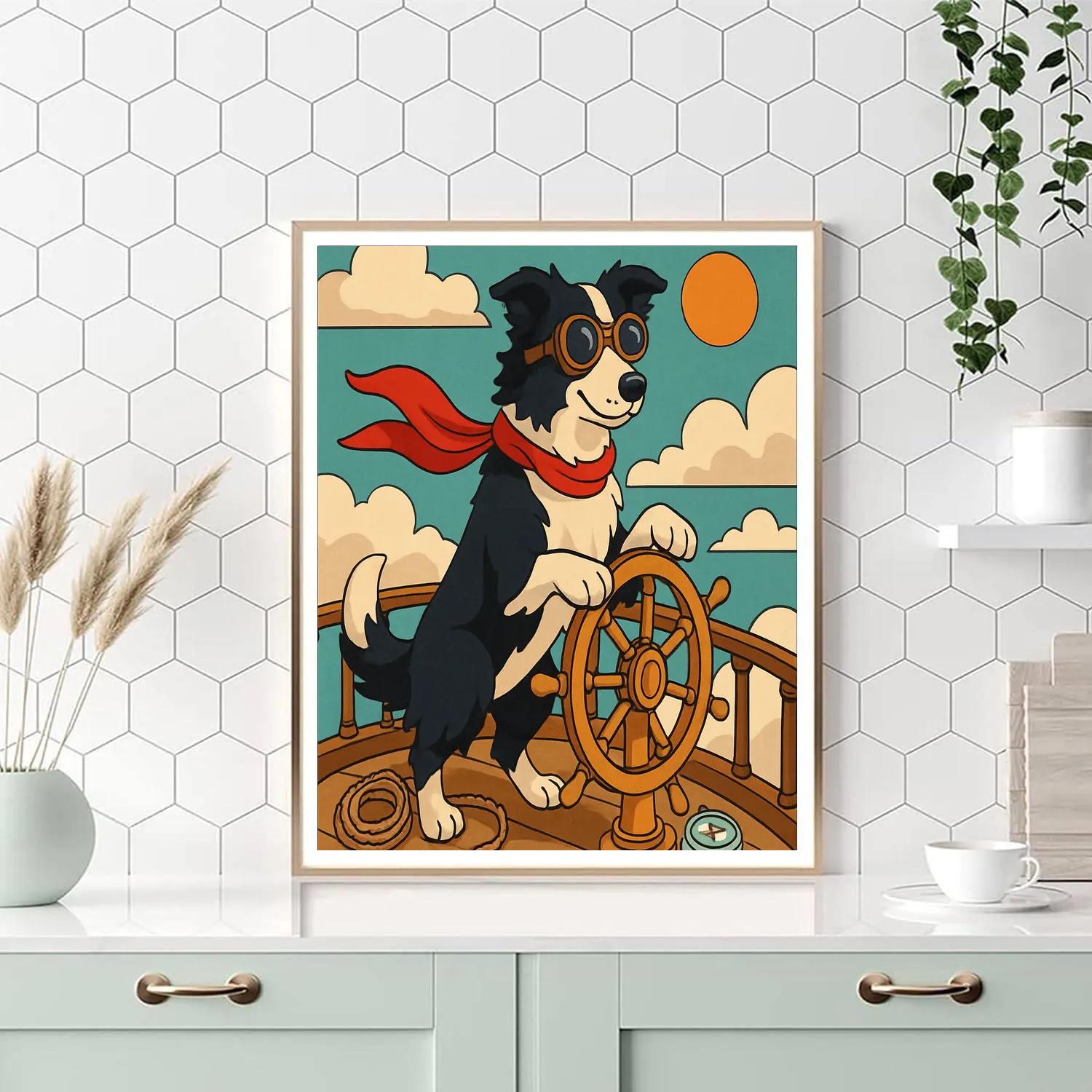 Clockwork Airship Dog Navigator paint by numbers