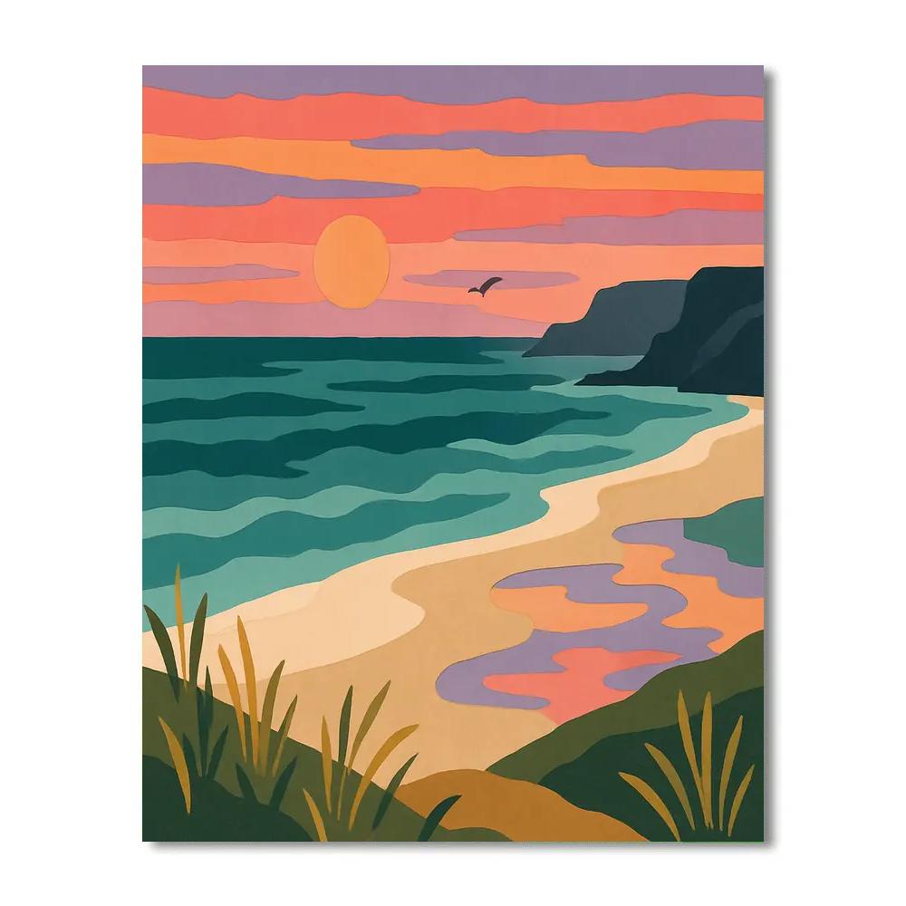 Whispering Coastline With Landscape Horizon paint by numbers