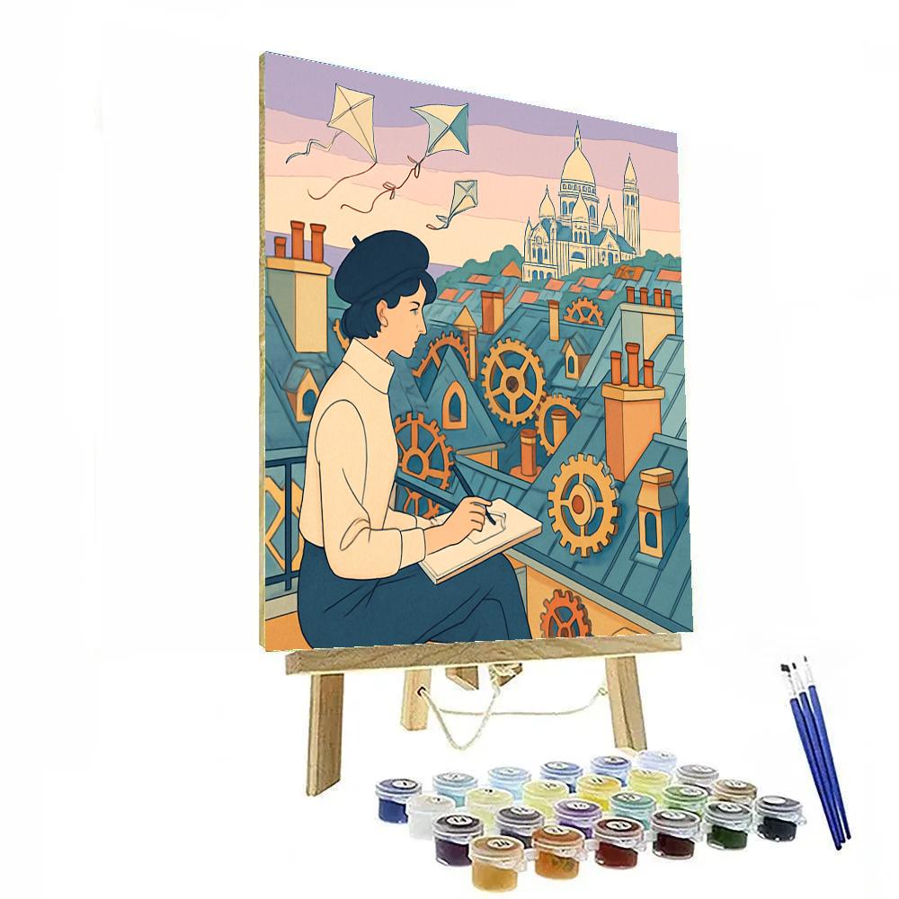 Clockwork Rooftops Of Paris paint by number