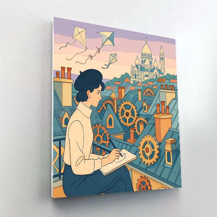 Clockwork Rooftops Of Paris paint by number