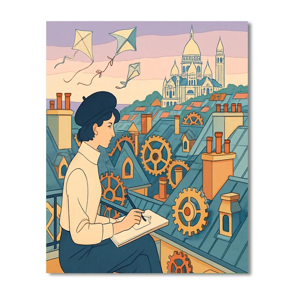 Clockwork Rooftops Of Paris paint by number