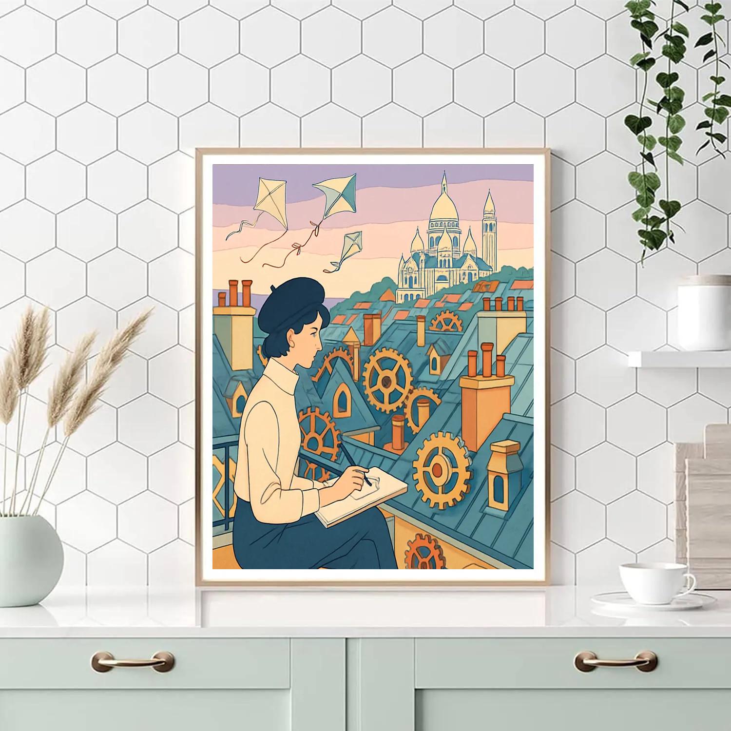 Clockwork Rooftops Of Paris paint by number