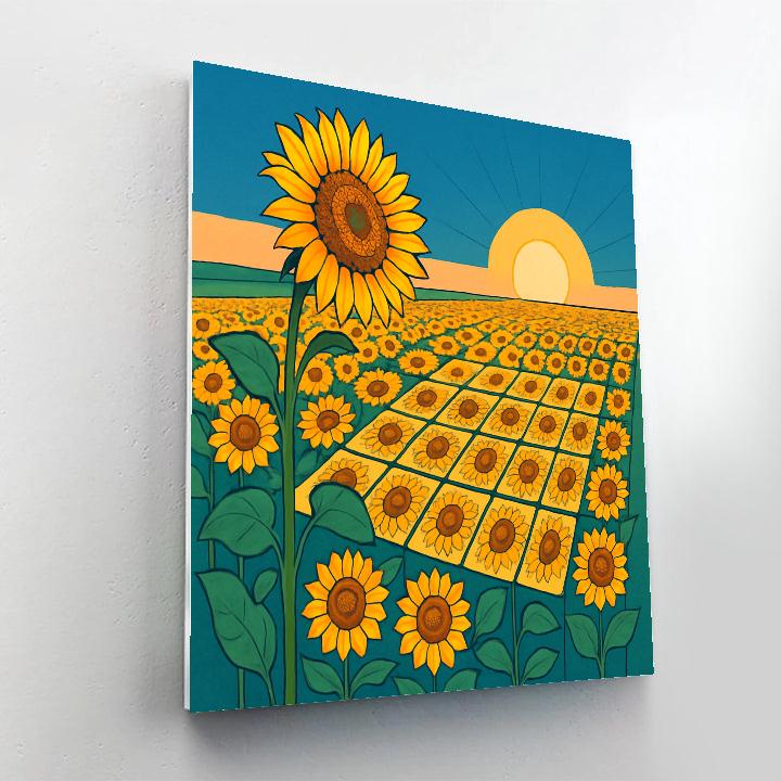 Sunflower Solar Calendar Field Painting by numbers kit
