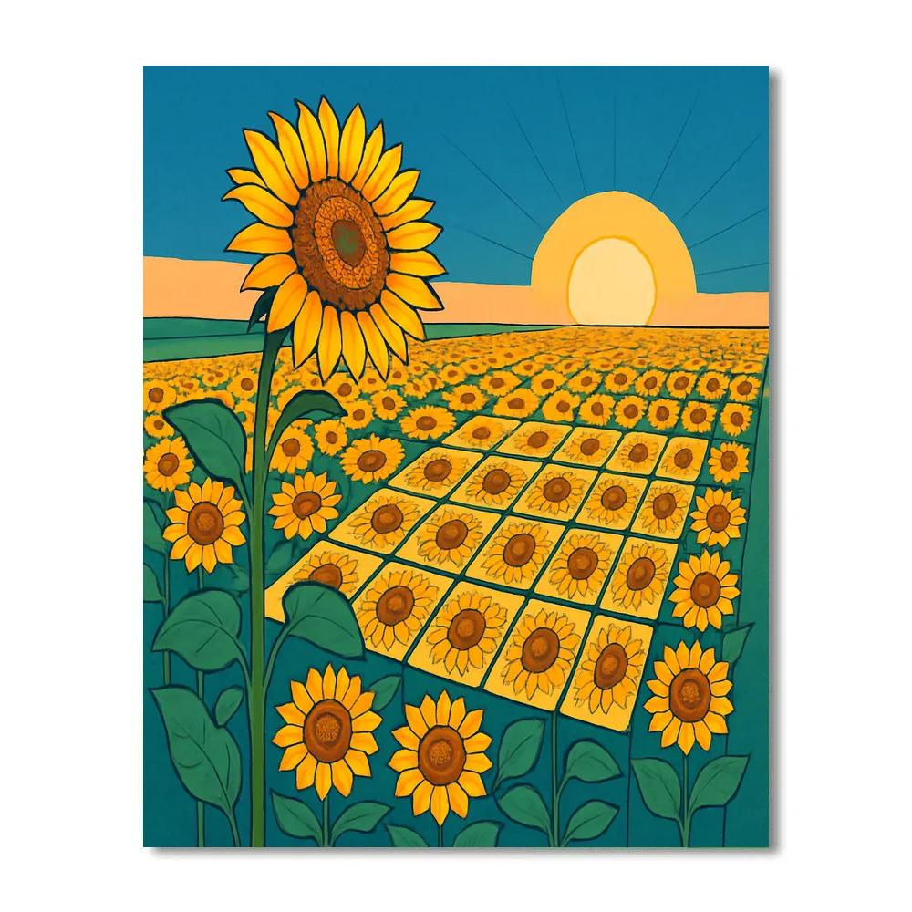 Sunflower Solar Calendar Field Painting by numbers kit