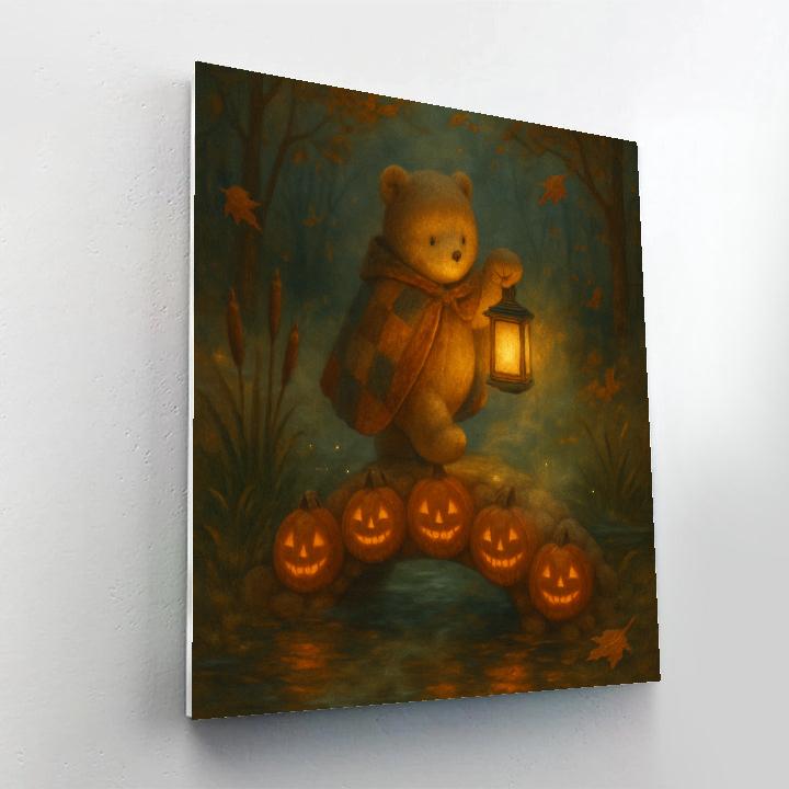 Lantern Bear And The Pumpkin Bridge Numbered painting kits