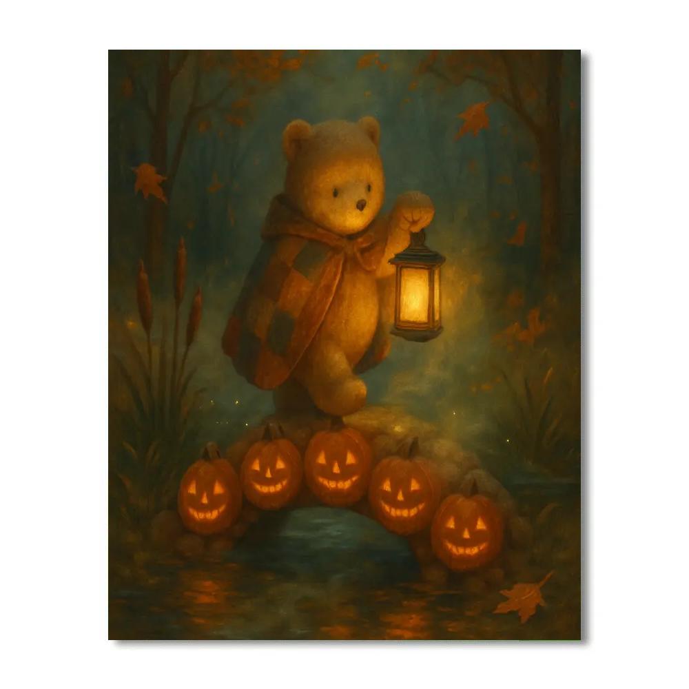 Lantern Bear And The Pumpkin Bridge Numbered painting kits