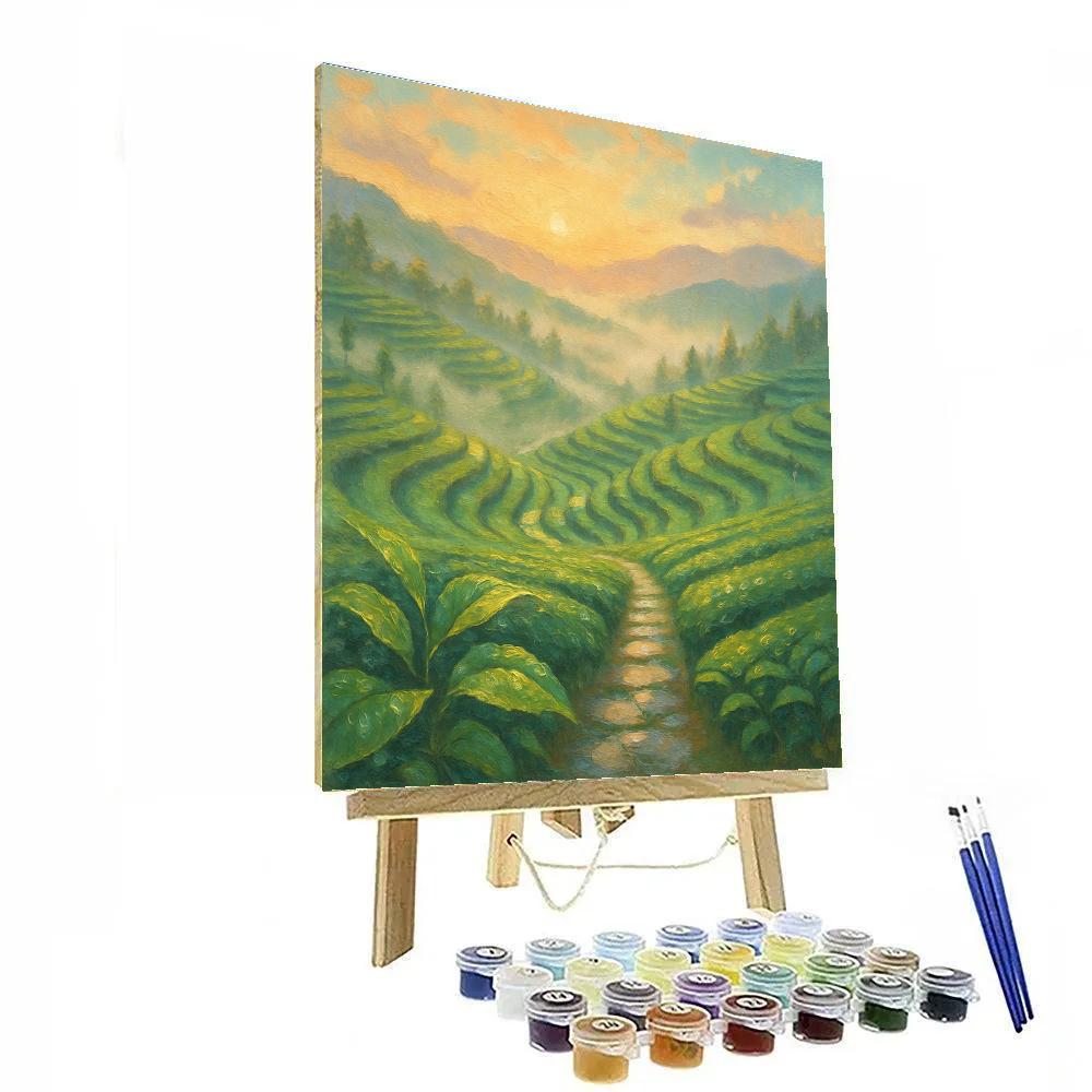 Apricot Dawn Over Terraced Tea Hills paint by color