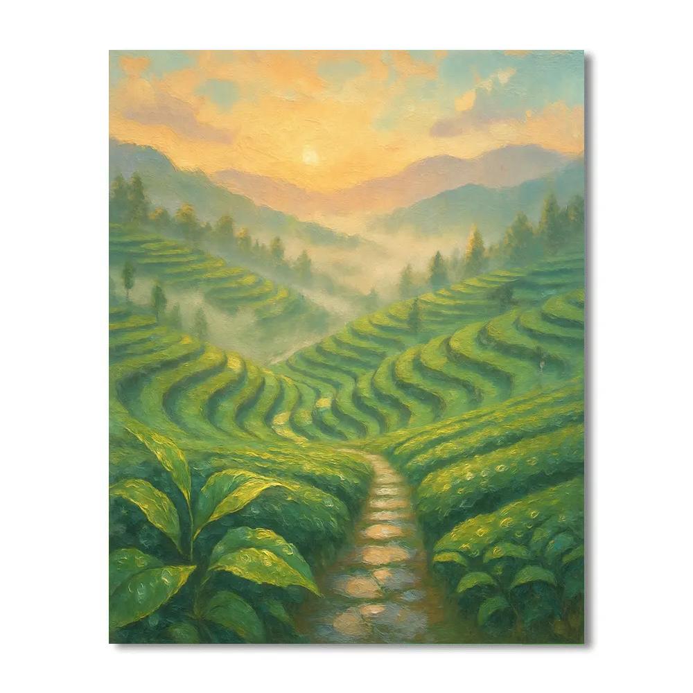 Apricot Dawn Over Terraced Tea Hills paint by color