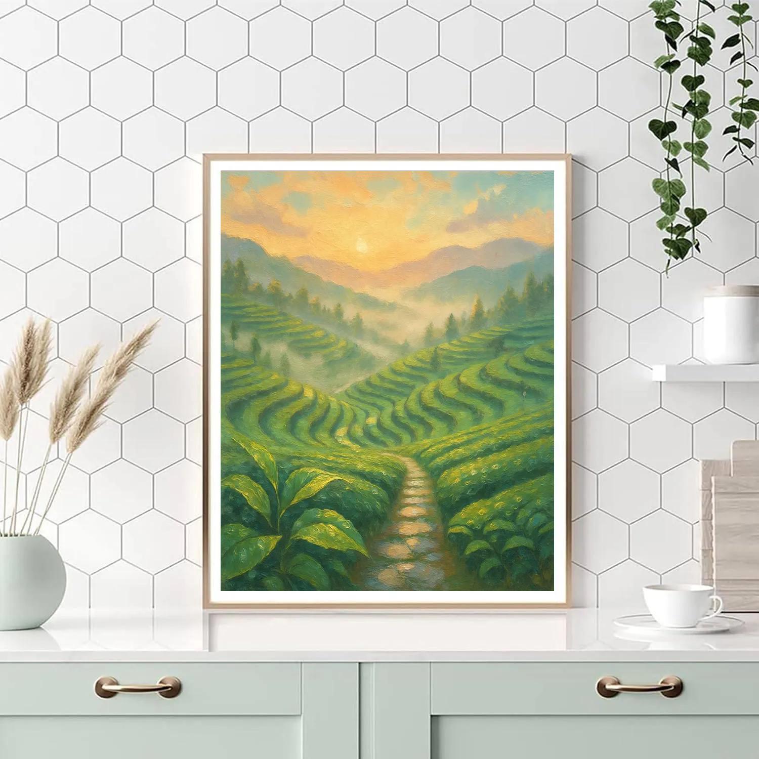 Apricot Dawn Over Terraced Tea Hills paint by color