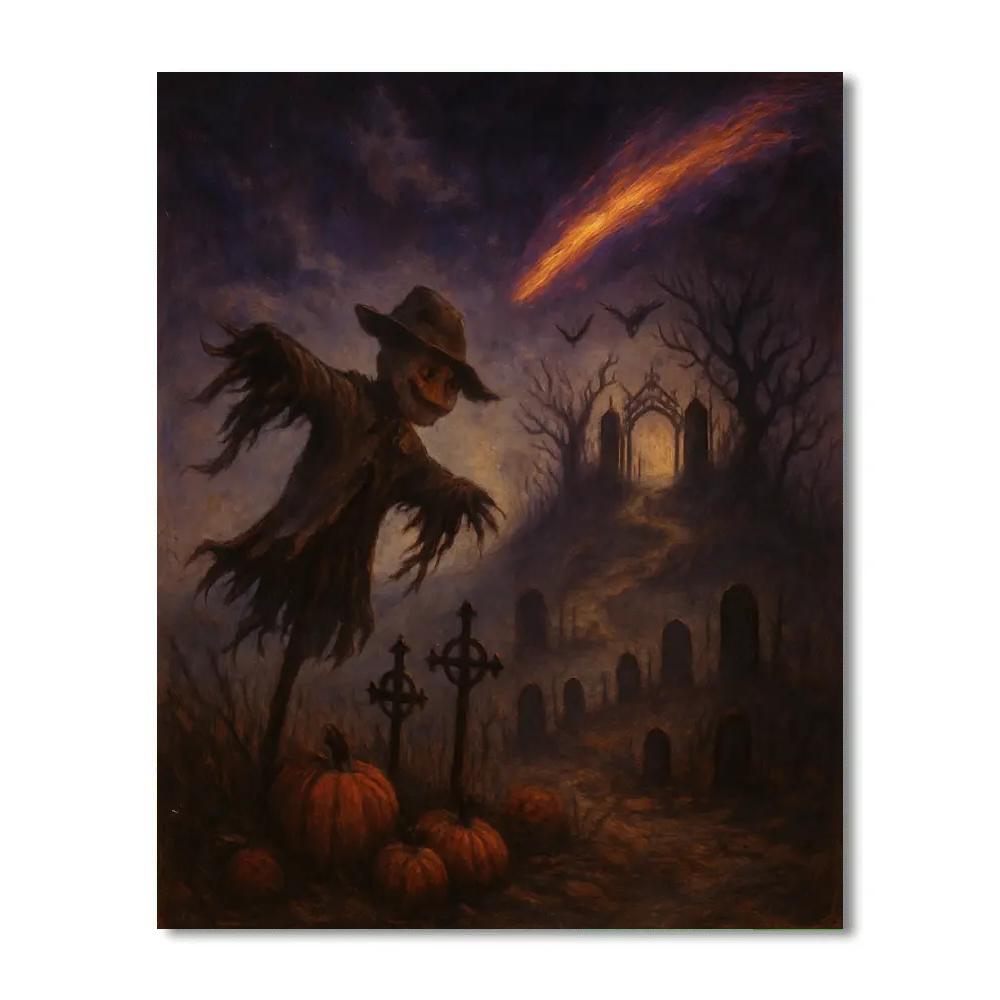 The Comet Above Briarstone Cemetery Hill Painting by numbers kit