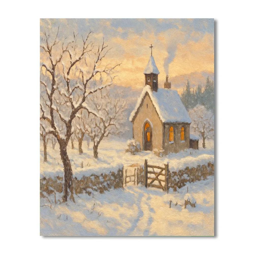 Sunrise Smoke Above The Orchard Chapel Numbered painting kits