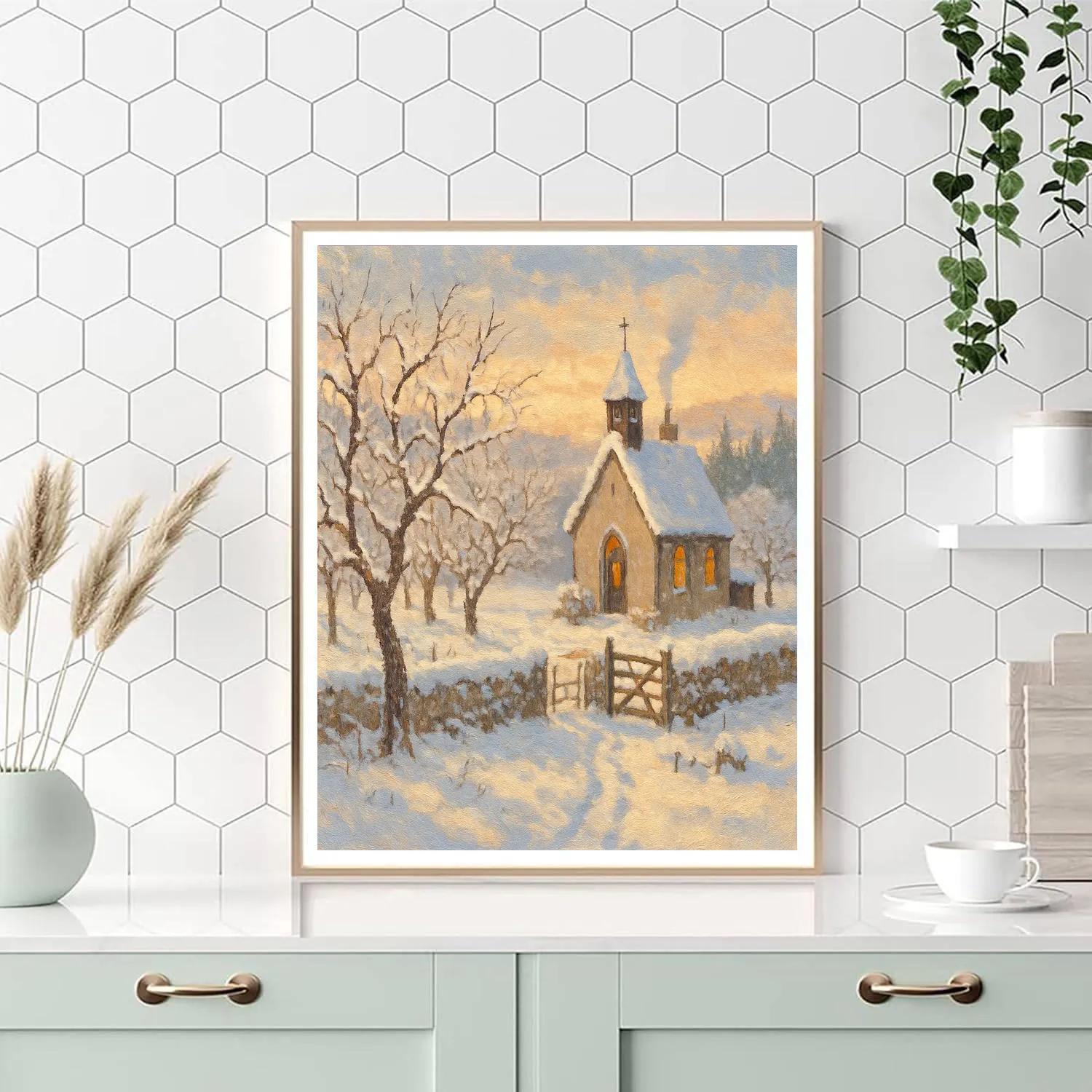 Sunrise Smoke Above The Orchard Chapel Numbered painting kits
