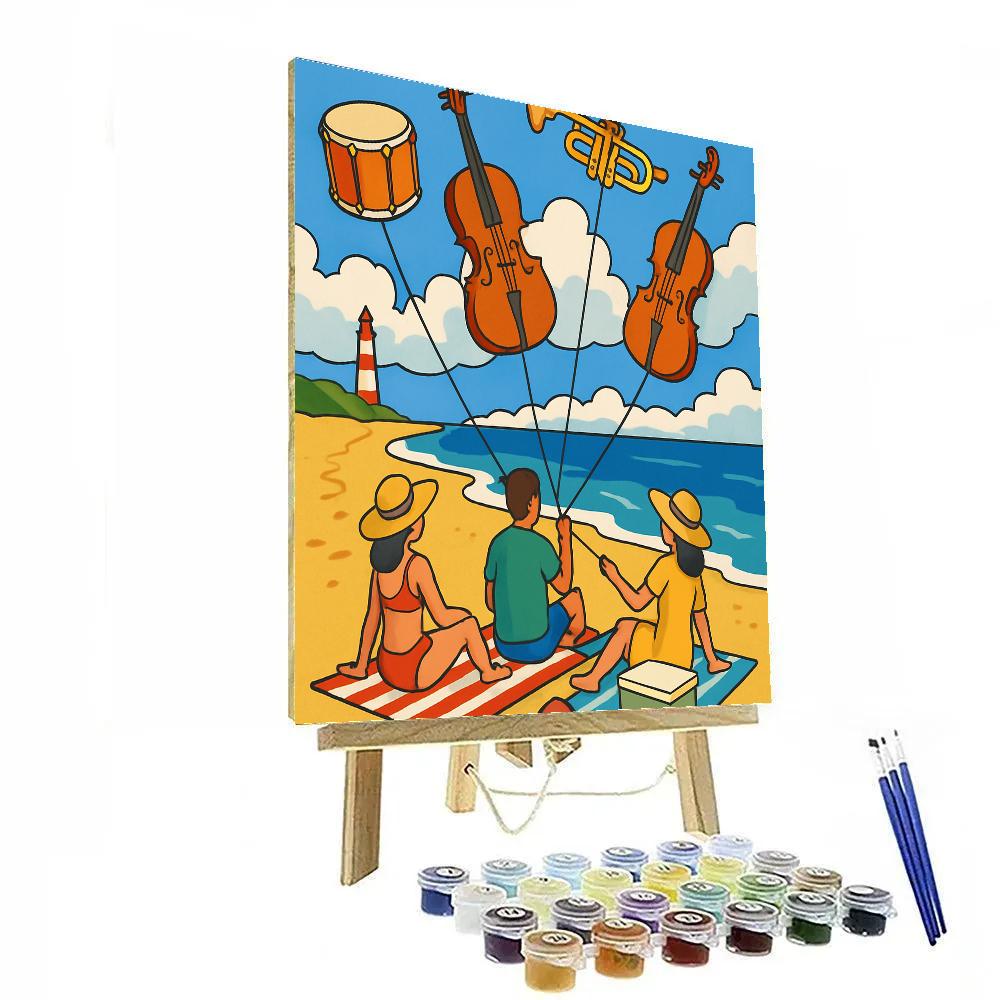 Kite Orchestra On The Beach Paint by numbers art