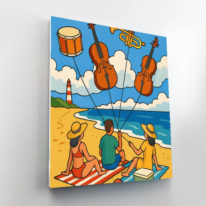 Kite Orchestra On The Beach Paint by numbers art