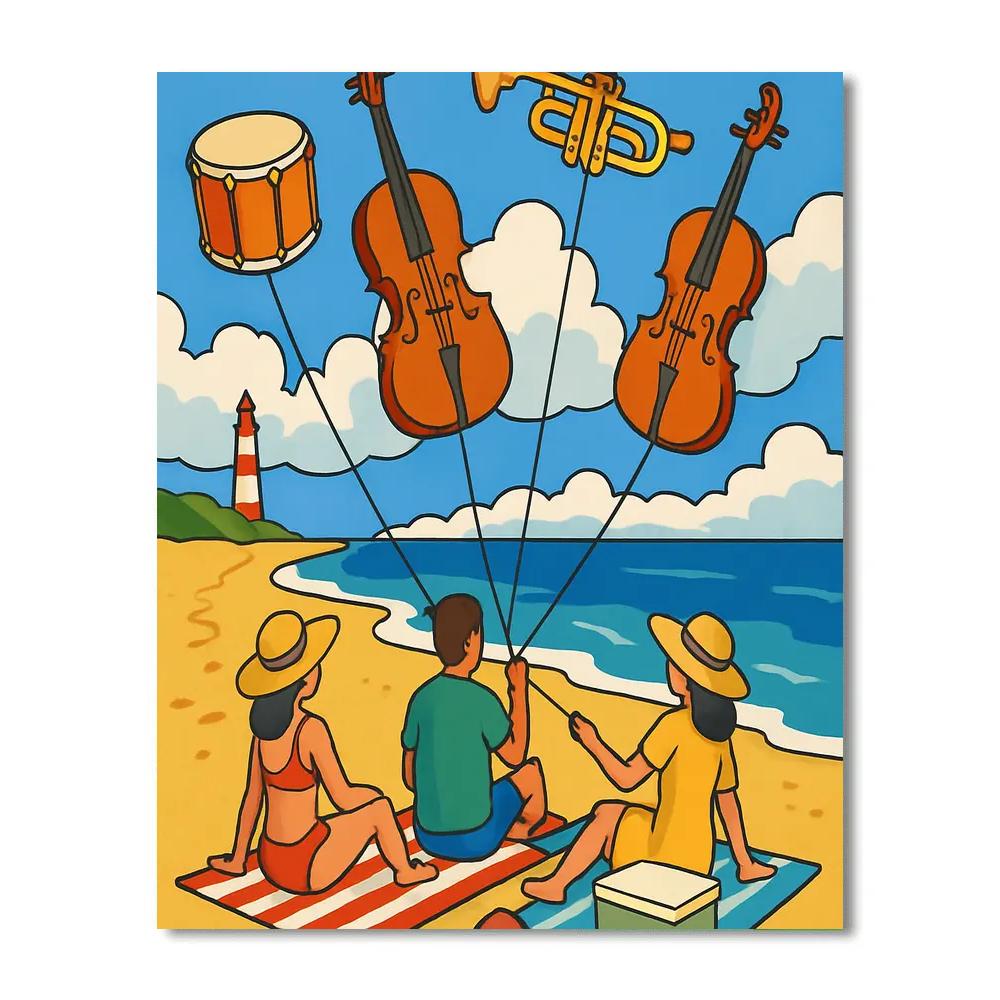 Kite Orchestra On The Beach Paint by numbers art