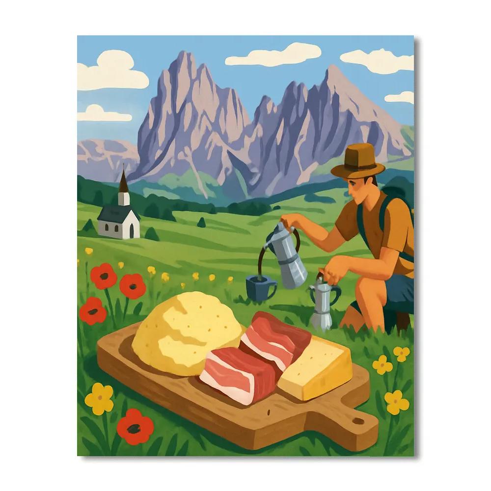 Italy-Crafted Alpine Polenta Picnic paint by numbers